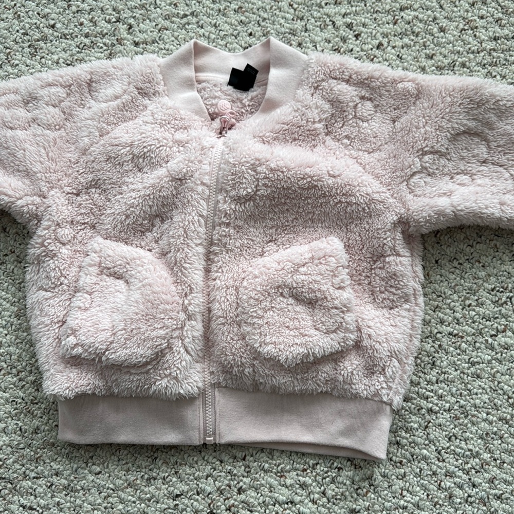 Girls all in motion fleece bomber jacket size 8/M pink